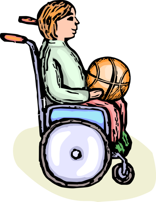 Vector Illustration of Disabled Boy Handicapped Wheelchair Plays Basketball