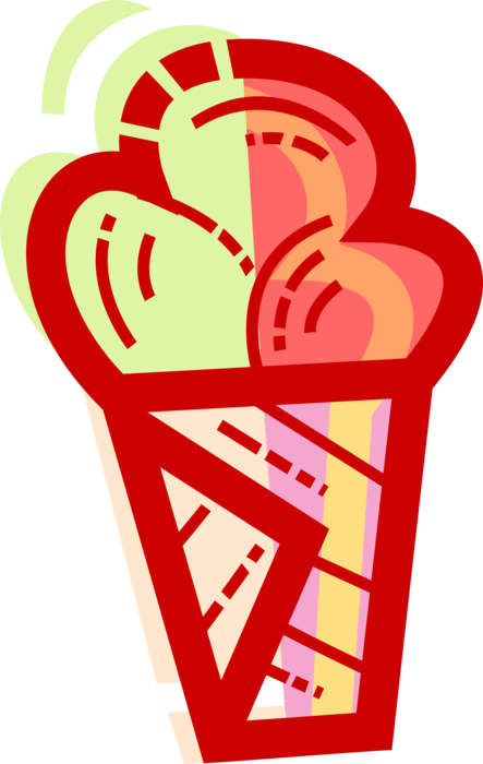 Vector Illustration of Gelato Ice Cream Cone Food Snack or Dessert