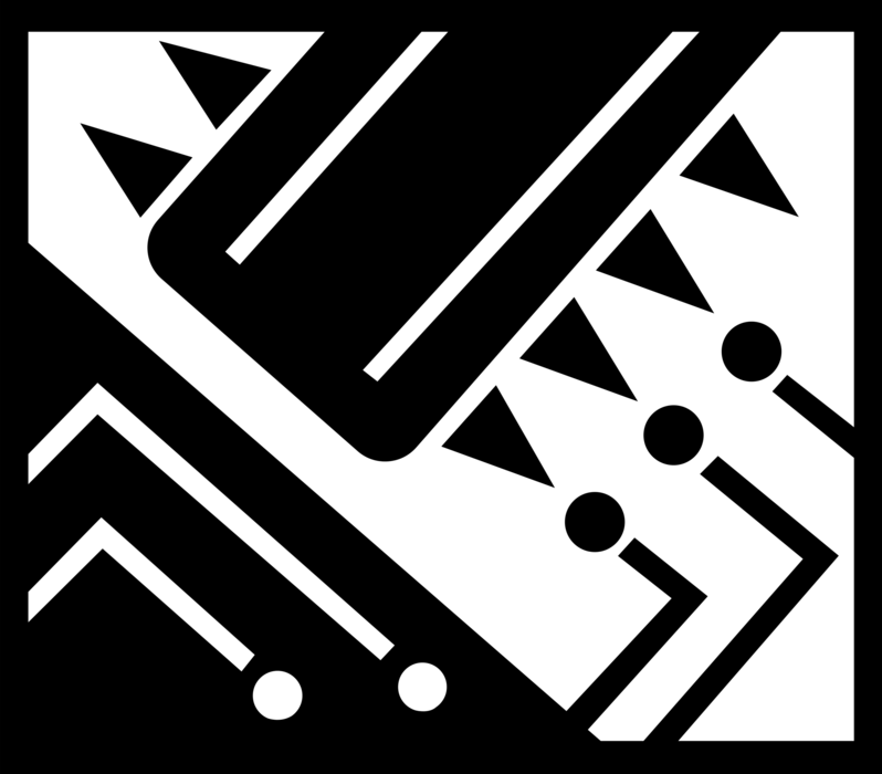 Vector Illustration of Computer Printed Circuit Board Electrically Connects Electronic Components