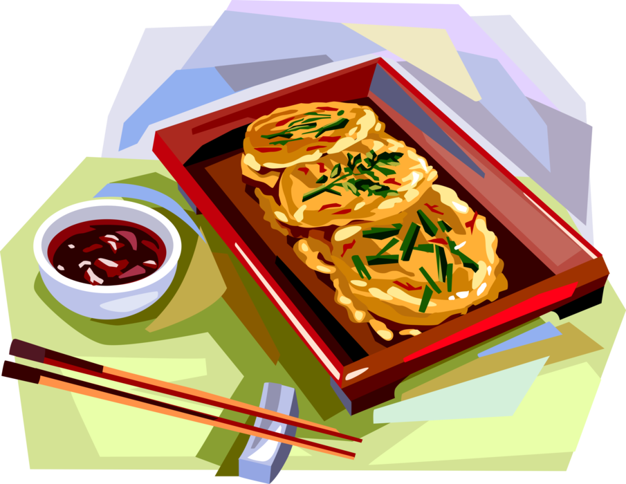 Vector Illustration of Korean Cuisine Fried Cakes