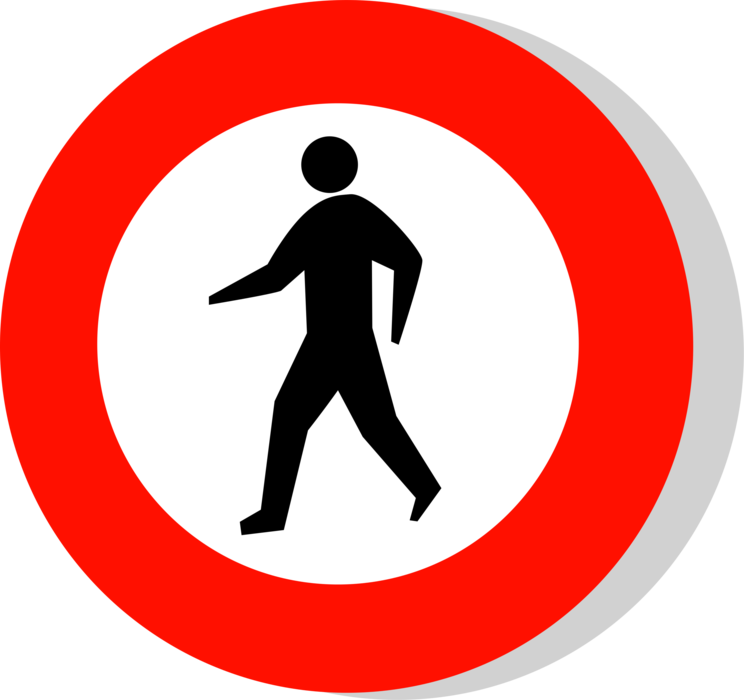 Vector Illustration of European Union EU Traffic Highway Road Sign, No Entry for Pedestrians