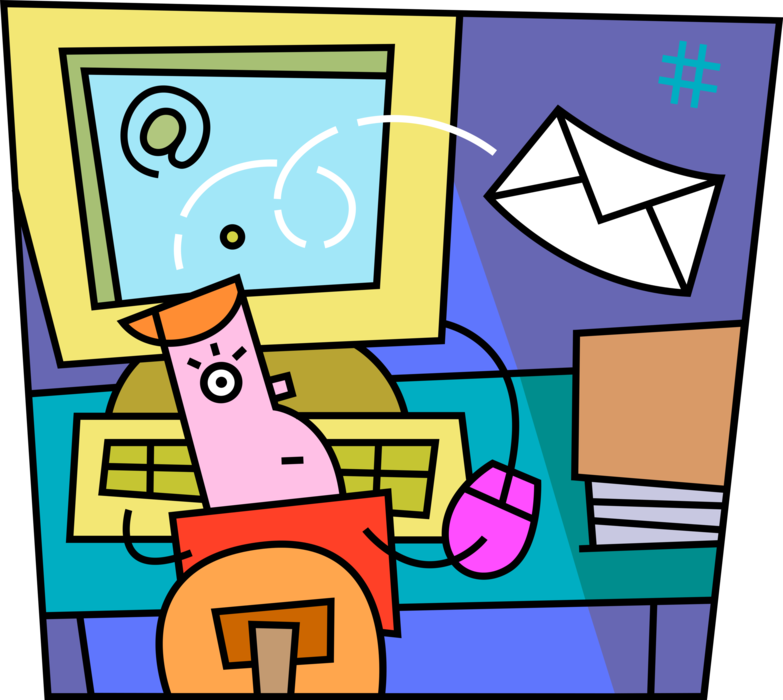Vector Illustration of Sending Electronic Email Correspondence Letter Envelope from Computer