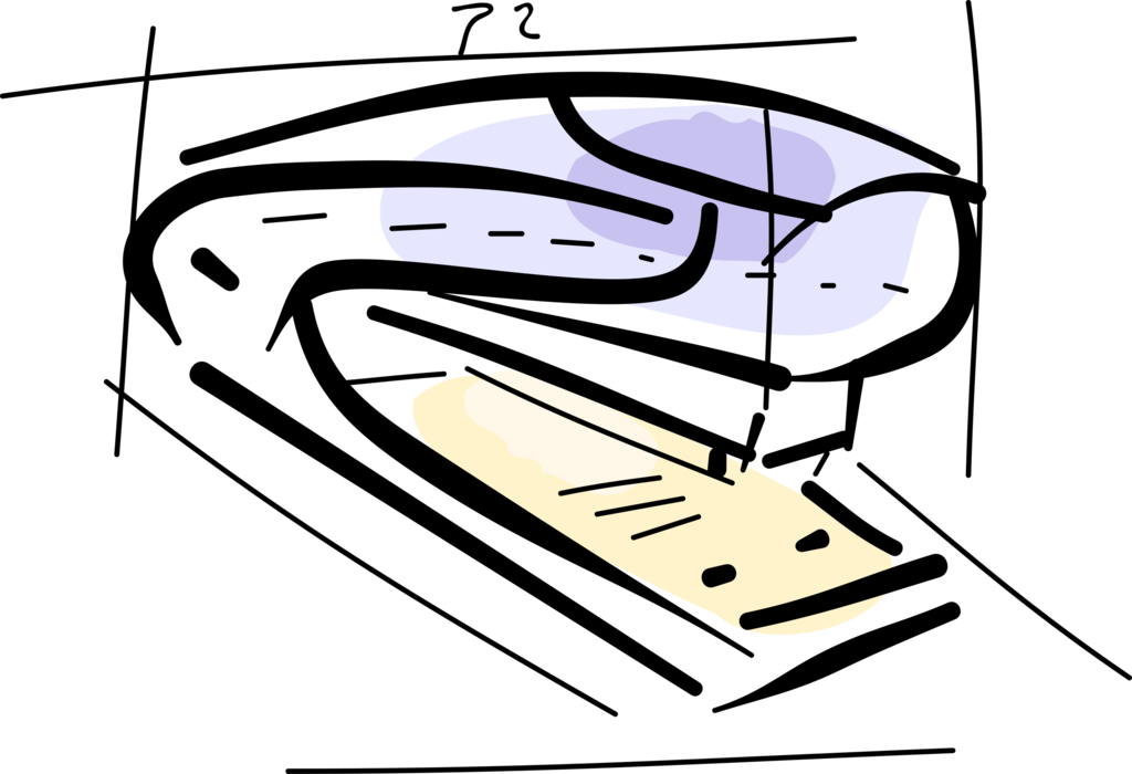 Vector Illustration of Stapler Mechanical Device Joins Pages of Paper with Thin Metal Staple