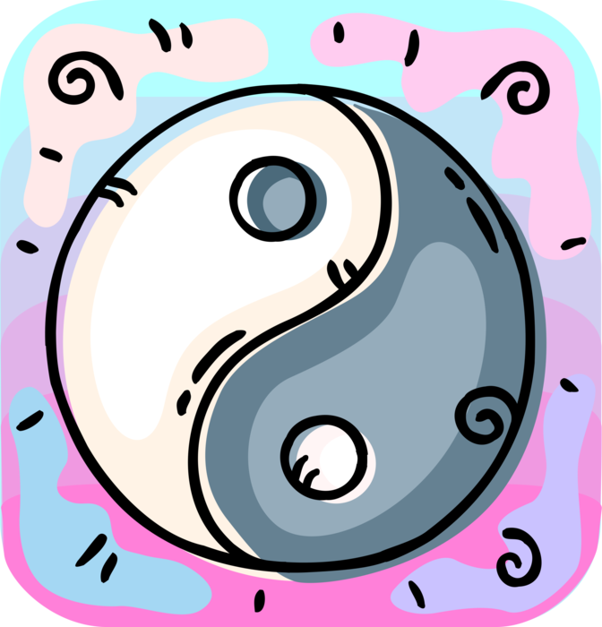 Vector Illustration of Chinese Philosophy Yin and Yang Says Opposite Forces are Complementary