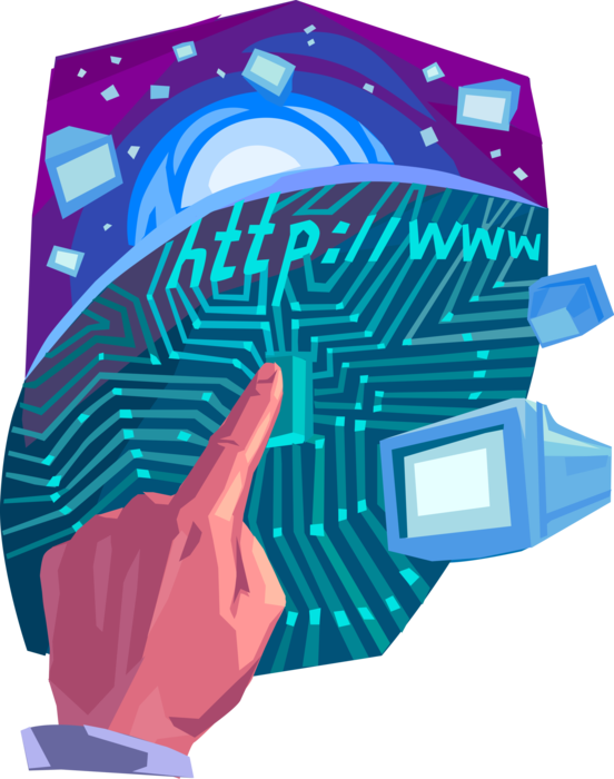 Vector Illustration of Online Internet Global Worldwide System of Interconnected Computer Networks to Distribute Information Resources