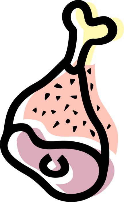 Vector Illustration of Ham Pork Leg Meat with Bone