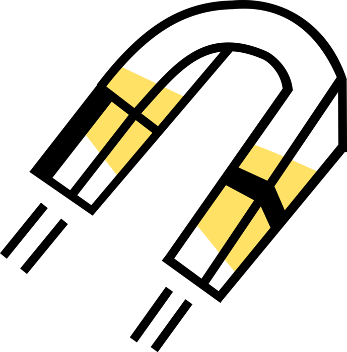 Vector Illustration of Magnet Produces Magnetic Field That Attracts and Repels Ferromagnetic Material