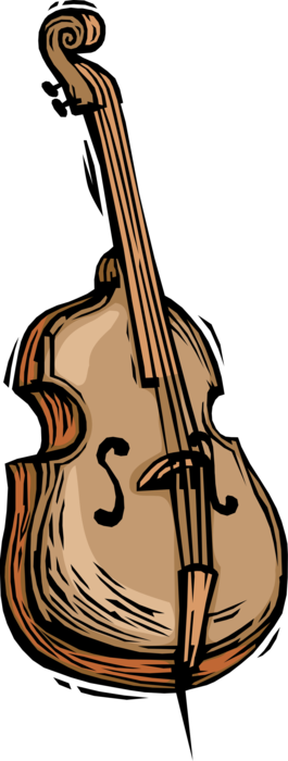 Vector Illustration of Bass Violin or Double Bass Bowed Symphony Orchestra Musical String Instrument