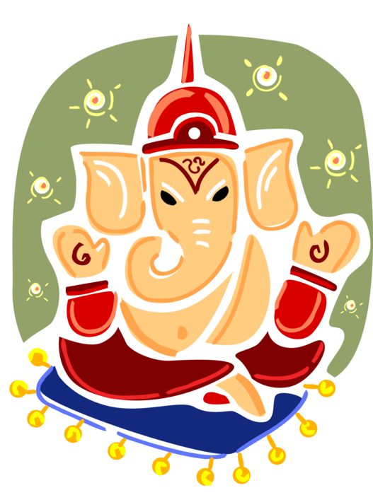 Vector Illustration of Hindu Ganesha Ganapati Elephant Headed Deity God of Hinduism in India