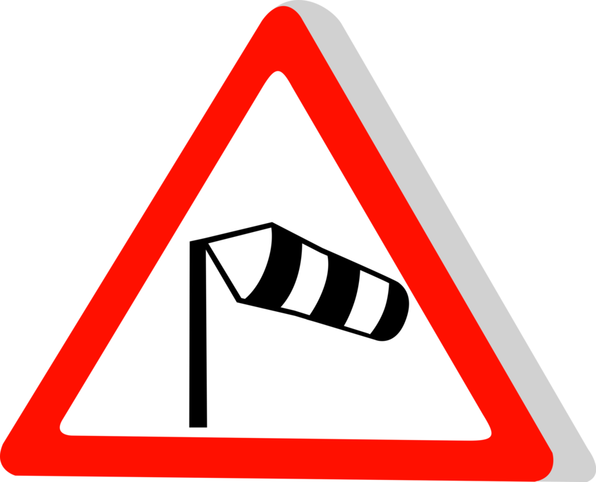 Vector Illustration of European Union EU Traffic Highway Road Sign, Cross Wind