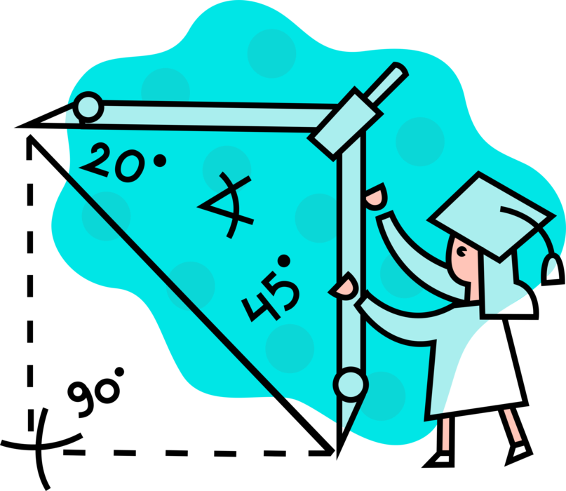 Vector Illustration of High School, College, University Mathematics Graduate with Geometry Compass