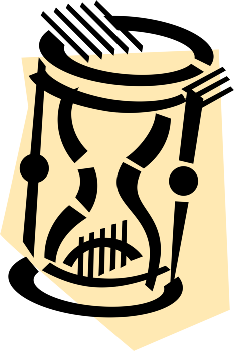 Vector Illustration of Hourglass or Sandglass, Sand Timer, or Sand Clock Measures Passage of Time