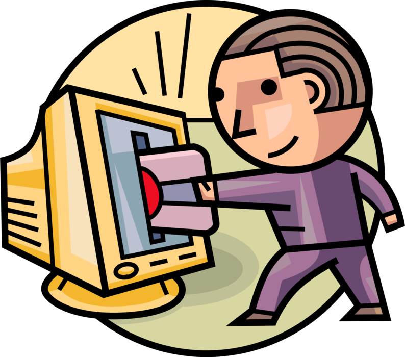 Vector Illustration of Businessman Completes Internet Online Purchase Transaction with Credit Card Authorization