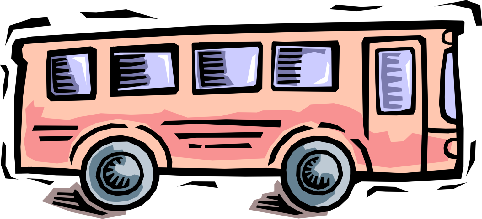 Vector Illustration of Public Urban Transportation City Bus Vehicle Carries Passengers and Commuters