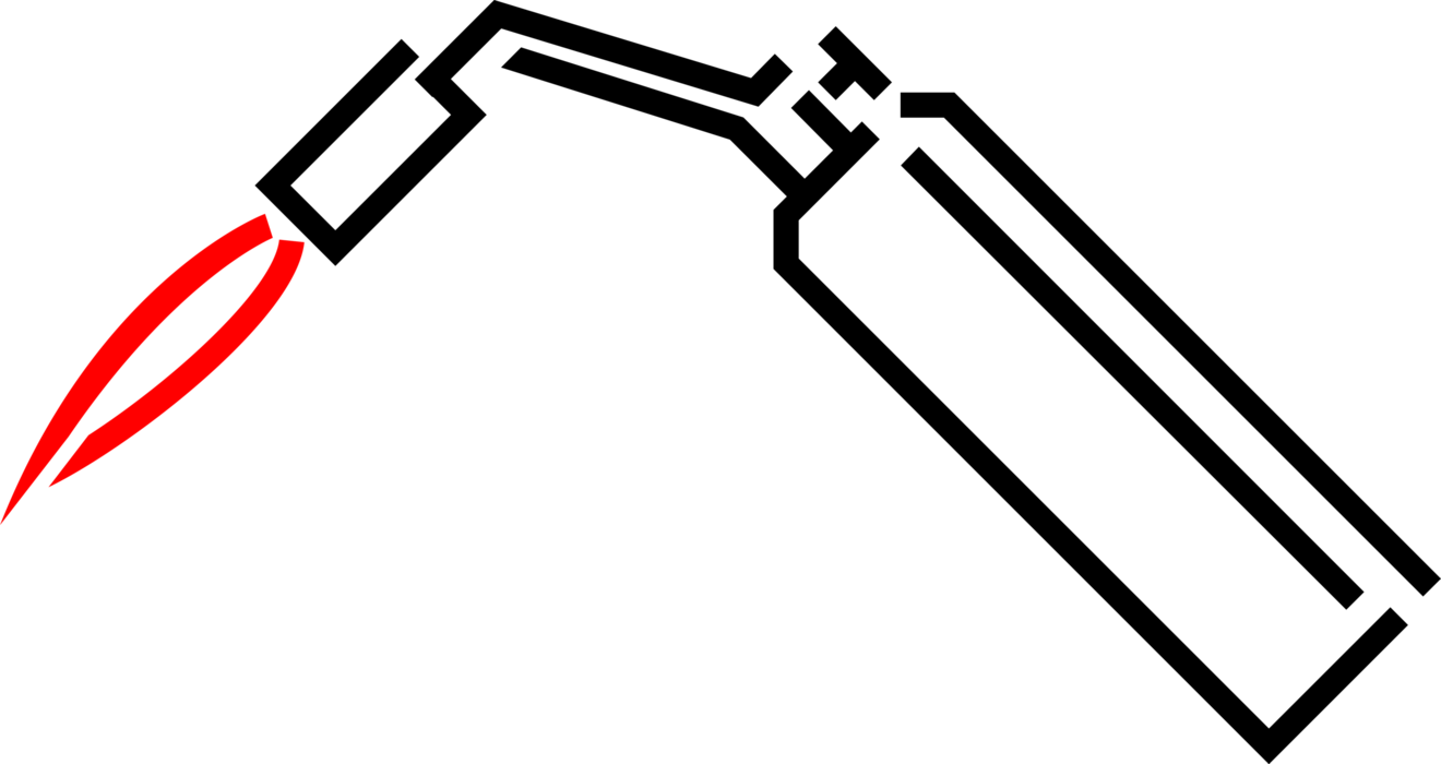 Vector Illustration of Blow Torch or Blowtorch Fuel Burning Tool Applies Flame and Heat in Metalworking