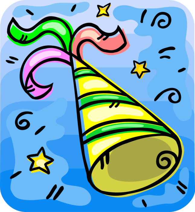 Vector Illustration of Birthday Party or New Years Celebration Party Hat