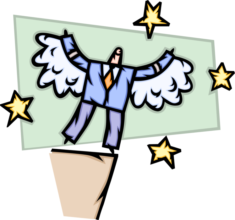 Vector Illustration of Businessman Daedalus Creates Giant Wings to Soar to New Heights in Business