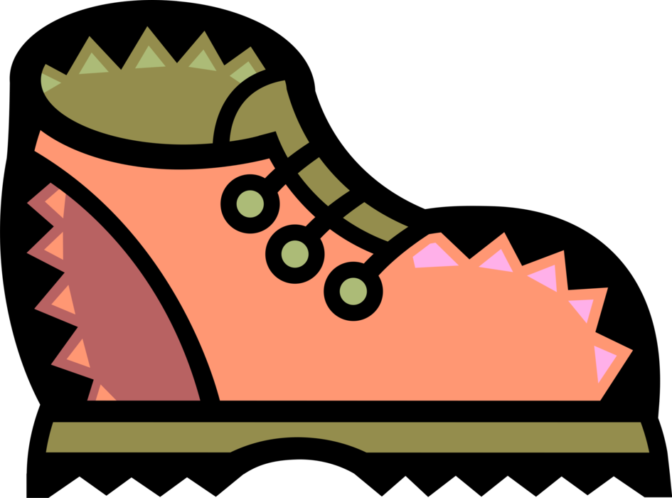 Vector Illustration of Hiking Boots Footwear Designed to Protect the Feet While Walking or Hiking