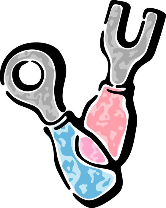 Vector Illustration of Electrical Wire Terminator Clips