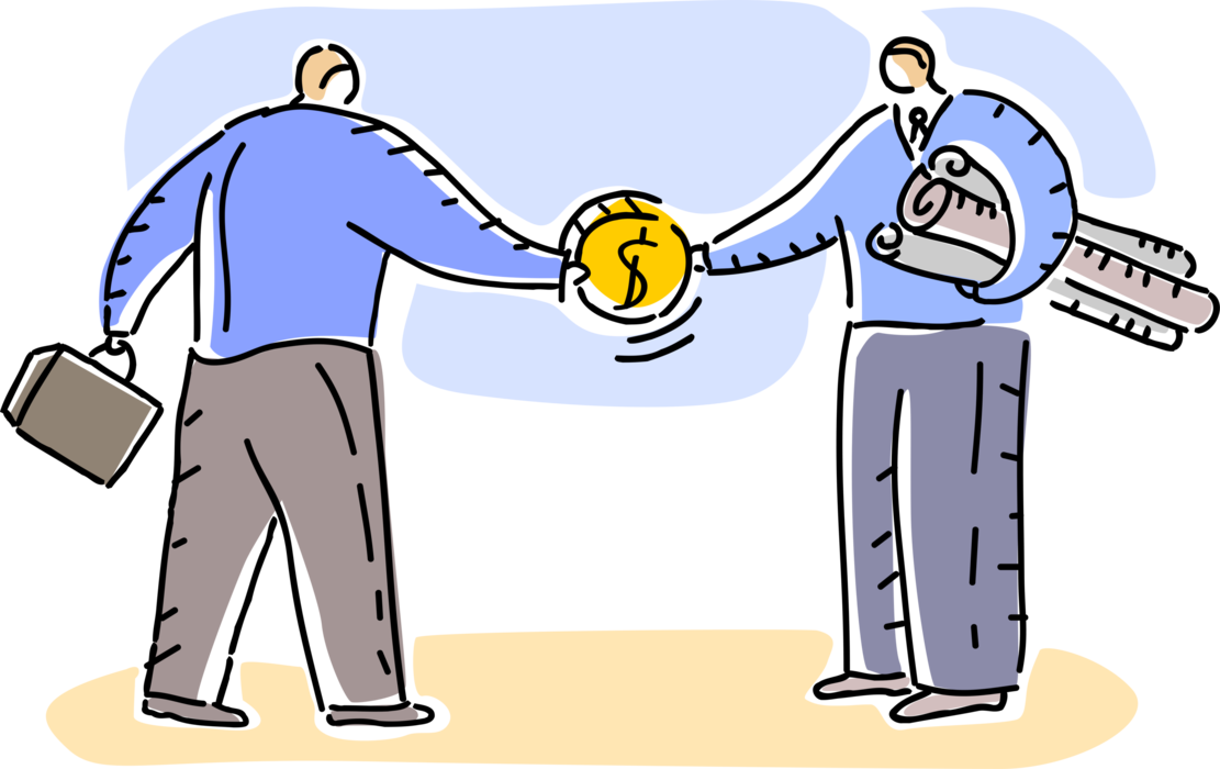 Vector Illustration of Business Associates Reach Financial Agreement with Handshake