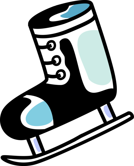 Vector Illustration of Ice Skate For Skating on Hockey Rink, or Frozen Ice Surface