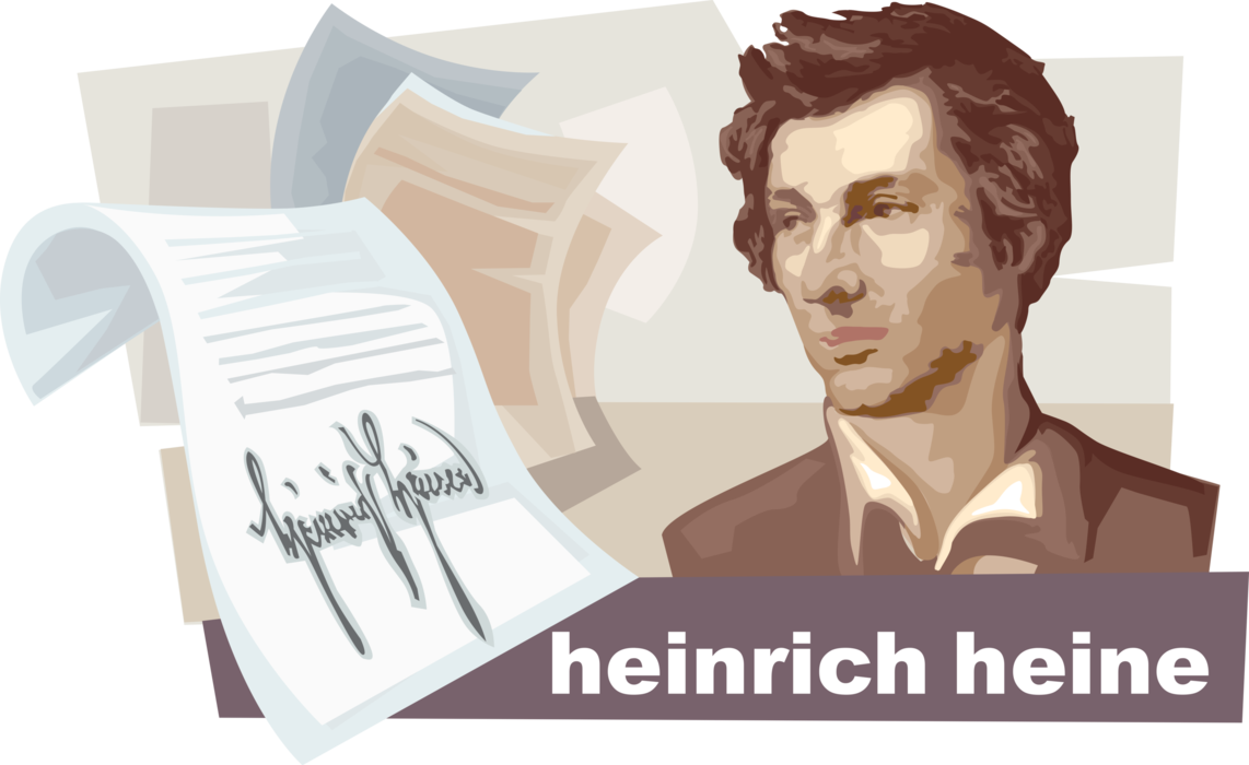 Vector Illustration of Heinrich Heine, German Poet, Journalist, Essayist, and Literary Critic
