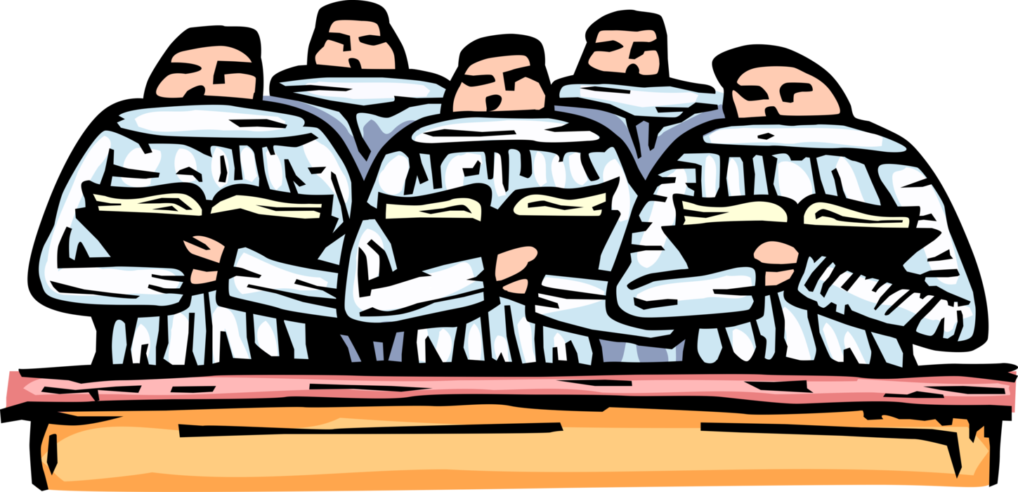 Vector Illustration of Choir Choirboys in Church Religious Service Sing Hymns