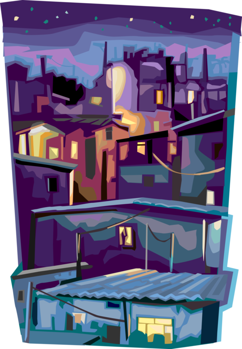 Vector Illustration of Favela Slum of Rio De Janeiro, Brazil