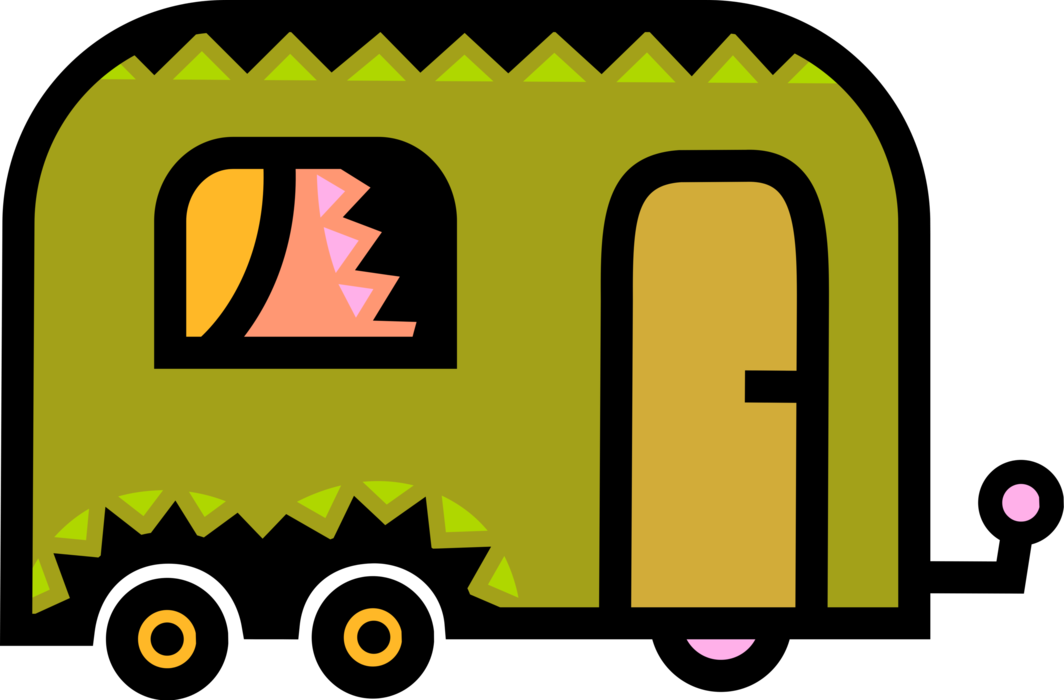 Vector Illustration of Recreational Vehicle Camping Trailer with Living Accommodation