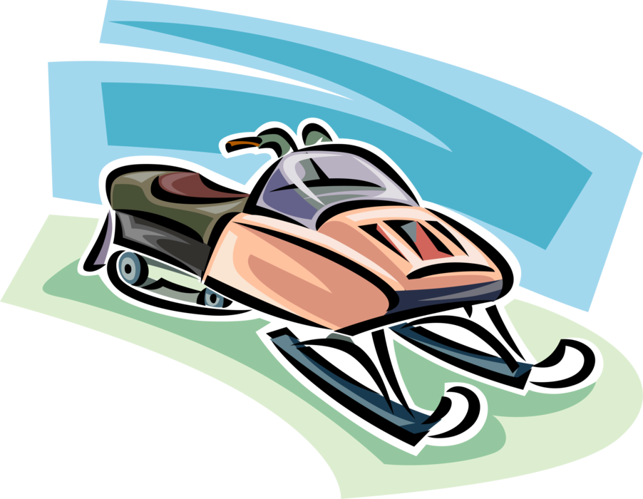 Vector Illustration of Snowmobile Snowmachine Vehicle for Winter Travel and Recreation on Snow