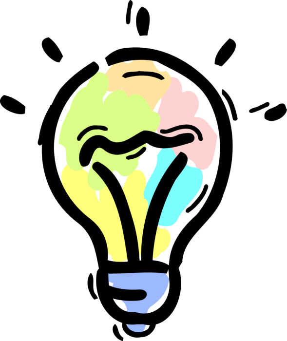 Vector Illustration of Electric Light Bulb Symbol of Invention, Innovation, Inspiration and Good Ideas