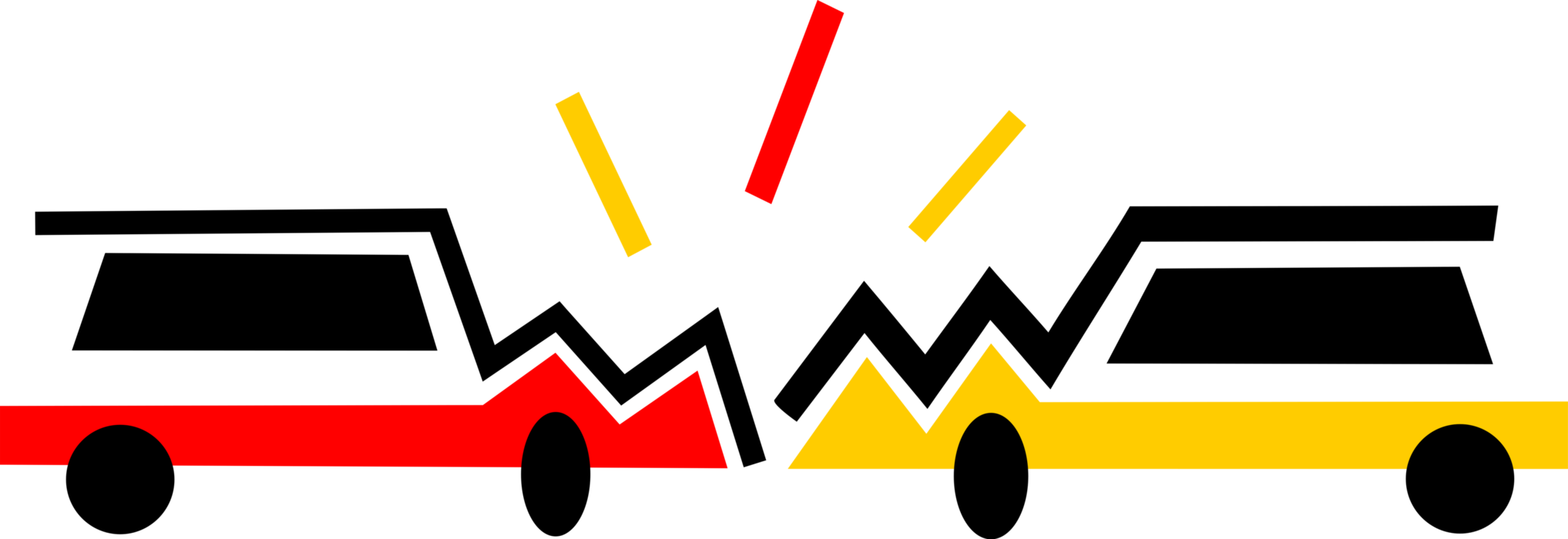 Vector Illustration of Automobile Motor Vehicle Car Head-On Collision Road Accident