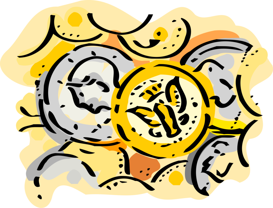 Vector Illustration of Bullion Coins Medium of Exchange or Legal Tender Fiat Money Monetary Tokens