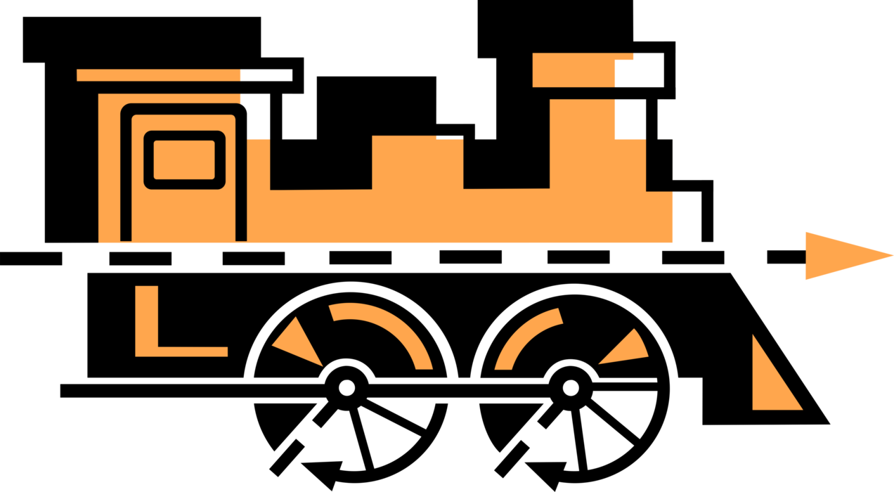 Vector Illustration of Railroad Rail Transport Steam Locomotive Railway Train Engine
