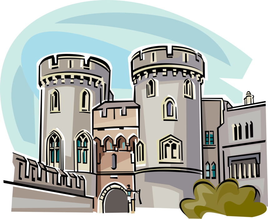 Vector Illustration of Windsor Castle Royal Residence, Windsor, Berkshire, United Kingdom 