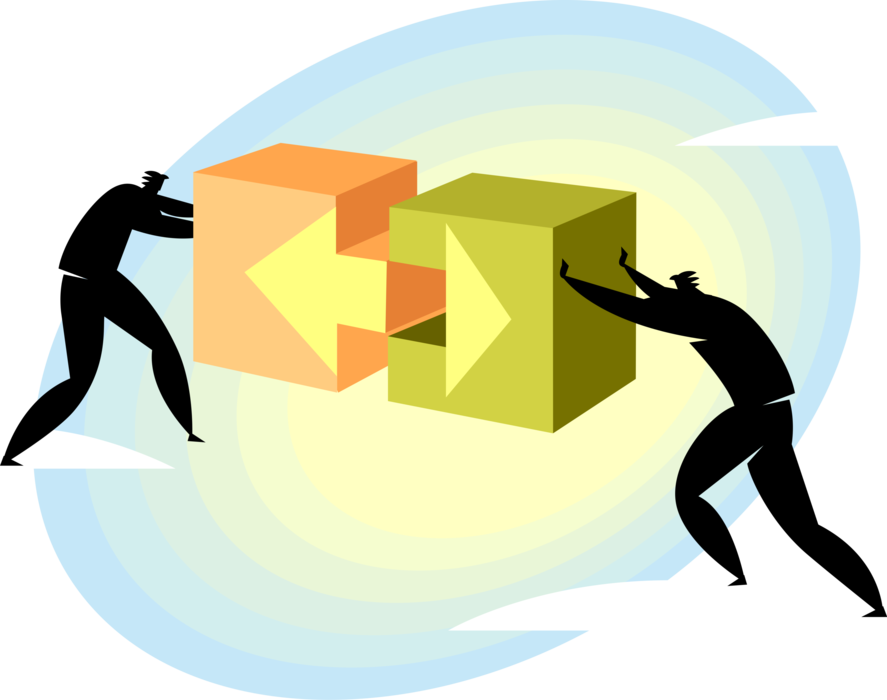 Vector Illustration of Business Associates Use Teamwork To Accomplish Goal