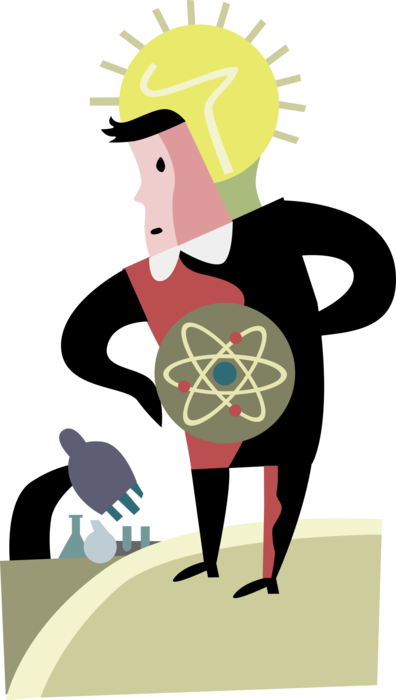 Vector Illustration of Nuclear Energy Physicist Has Ideas to Exploit Power of Atomic Nuclei Atoms