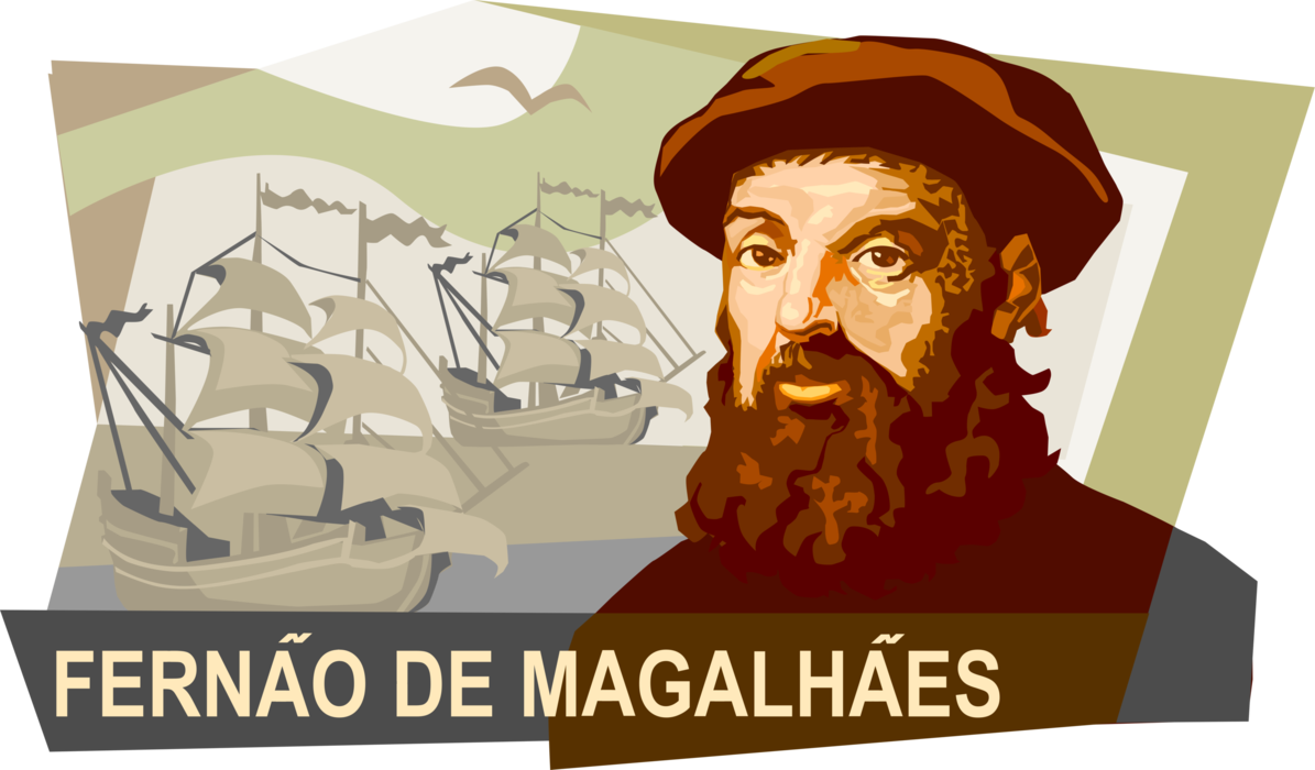 Vector Illustration of Ferdinand Magellan, Portuguese Explorer Competes First Circumnavigation of Earth