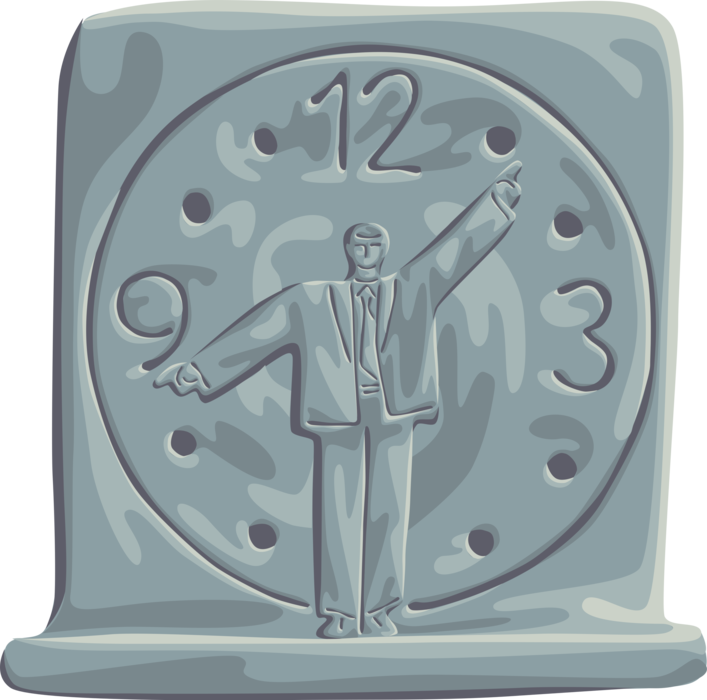 Vector Illustration of Time Management Businessman as Hour and Minute Hands on Clock