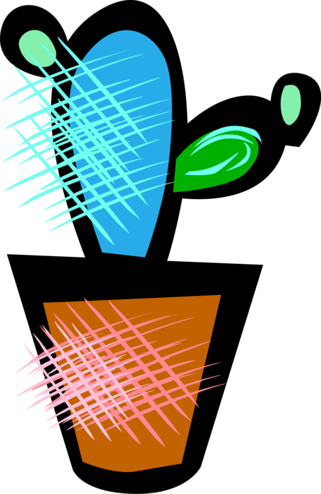 Vector Illustration of Houseplant Succulent Cactus Plant in Pot