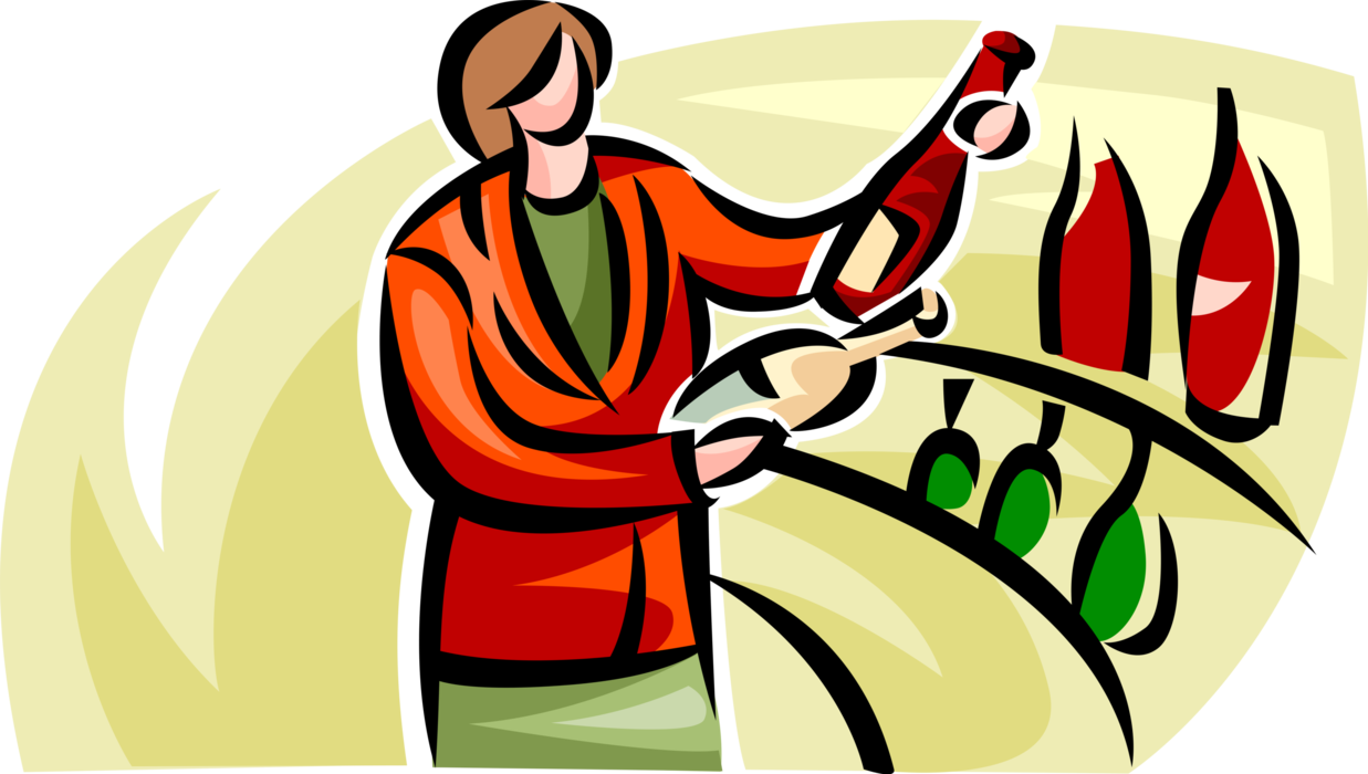 Vector Illustration of Shopping for Wine Alcohol Beverage at Liquor Store