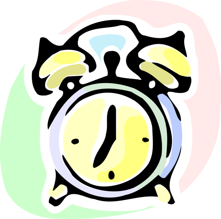 Vector Illustration of Alarm Clock Ringing Its Morning Wake-Up Call