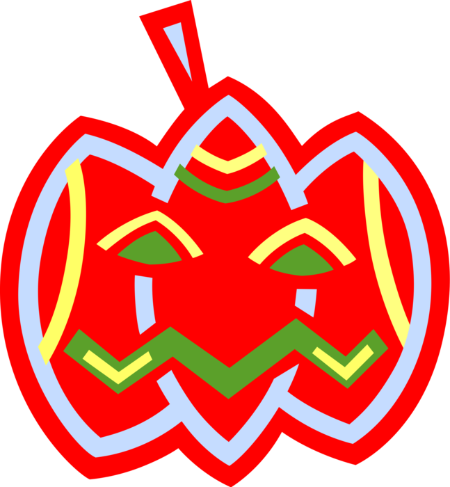 Vector Illustration of Carved Halloween Pumpkin Jack-o'-Lantern