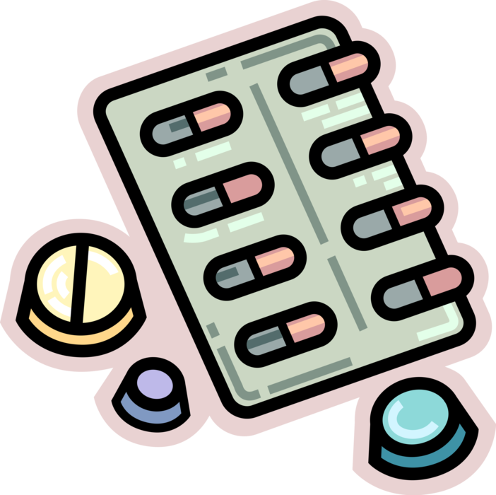 Vector Illustration of Prescription Medication Medicine Drugs Pills and Capsules 