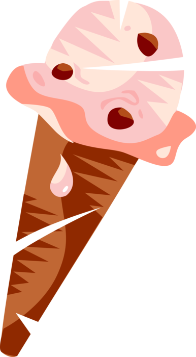 Vector Illustration of Gelato Ice Cream Cone Food Snack or Dessert