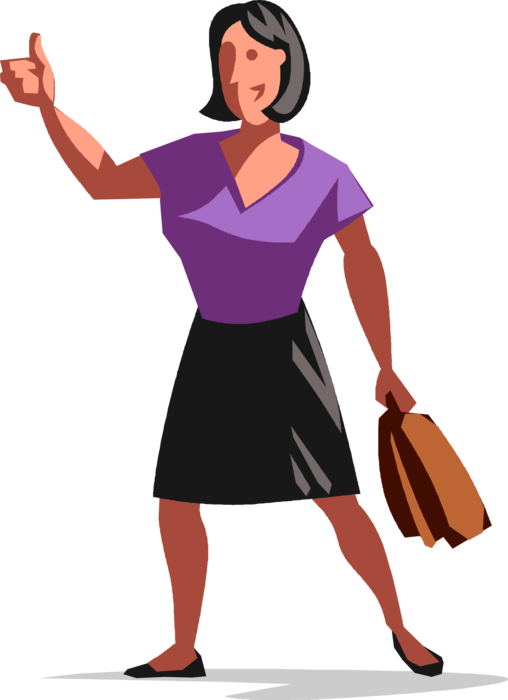 Vector Illustration of Confident Optimistic Businesswoman Gives Thumbs Up Hand Gesture Signaling Optimism