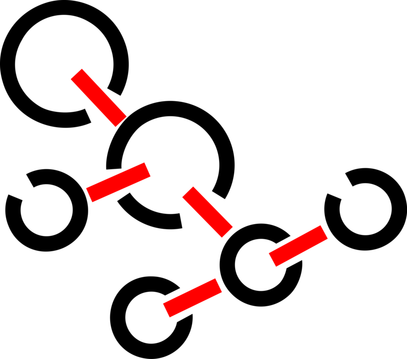 Vector Illustration of Chemistry Molecule Atoms Held Together by Chemical Bonds