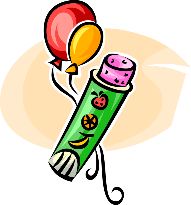 Vector Illustration of Party Balloons Help Partygoers Celebrate with Fruit Candies