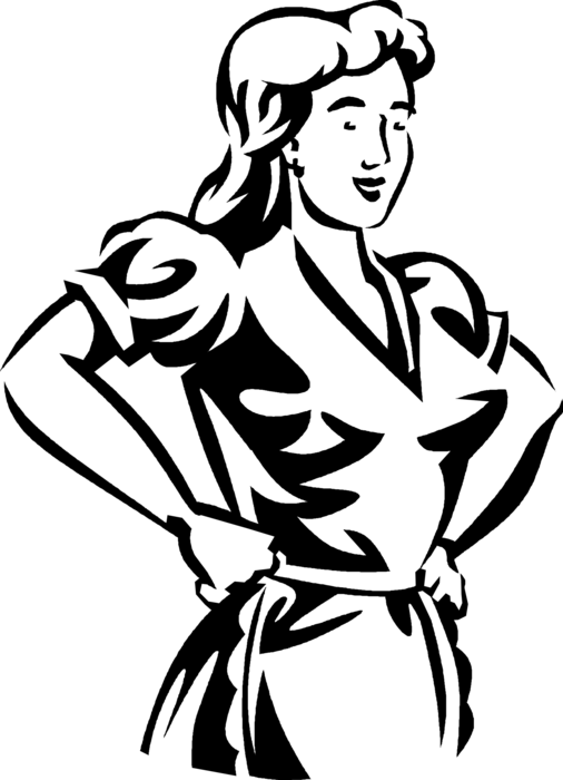 Vector Illustration of Self-Confident Woman Eager and Ready for Any Job