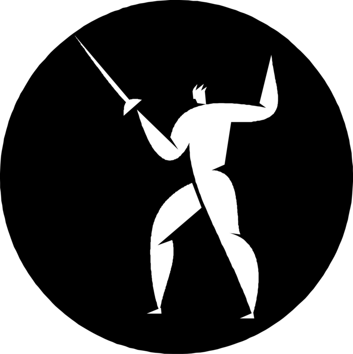 Vector Illustration of Foilsman Fencer Fencing with Sword Foil